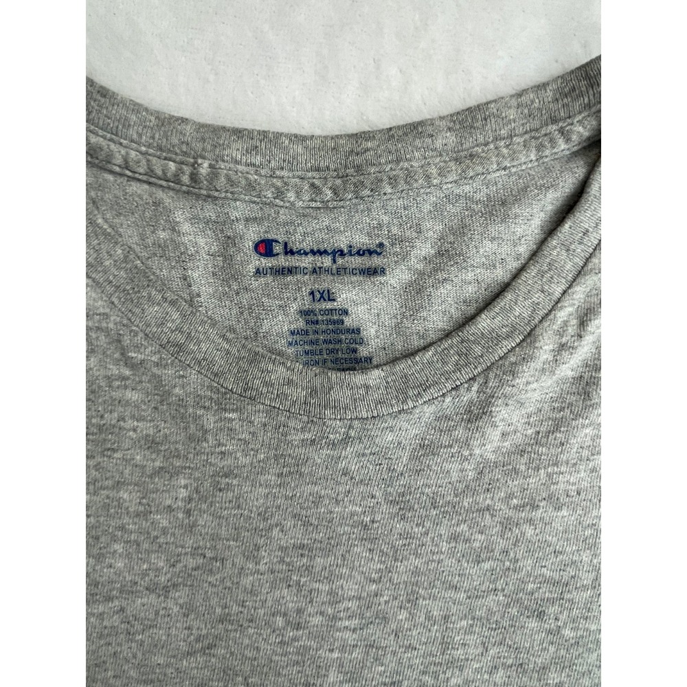 Champion Mens 1XL Heather Gray Big C Logo Graphic Short Sleeve T-Shirt Cotton - Picture 4 of 8